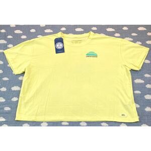 Life is Good Seas The Day Crusher T-Shirt XXL Sailboat Yellow NWT 2XL